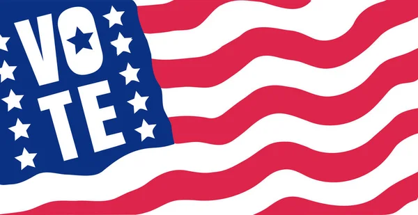 Wektor Zbliżenie Amerykańska Flaga Tekst Głosowania Wektorowy Sztandar Rocznika Wybory — Wektor stockowy