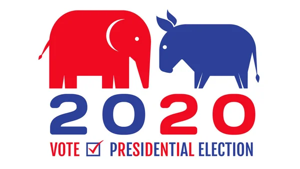 Vector Vintage Zászló 2020 Elnökválasztás Usa Ban Szamár Elefánt Vektorillusztrációja — Stock Vector