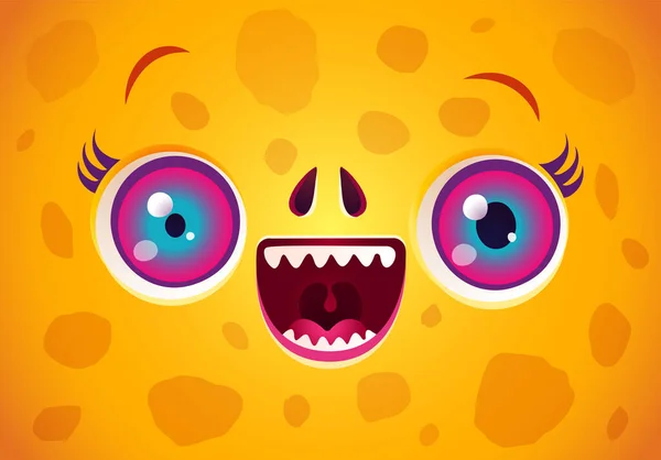 Vektor Süßes Gesicht Des Gelben Monsters Für Die Halloween Maske — Stockvektor