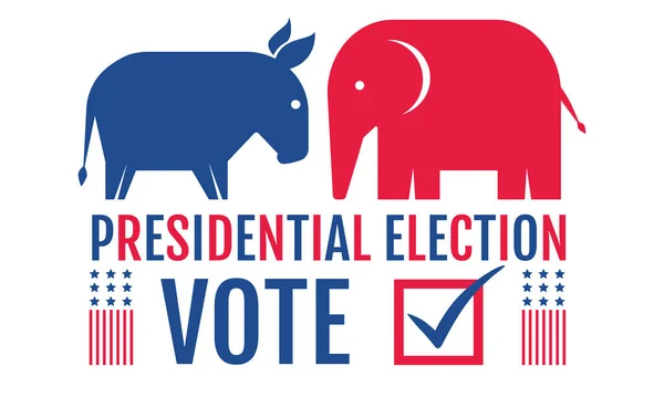 2020年アメリカ合衆国大統領選挙のためのベクトルヴィンテージバナー ロバと象のベクトルイラスト 投票2020 — ストックベクタ