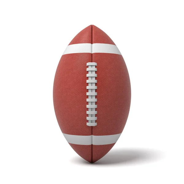 3D-weergave van een rode ovale bal voor American football op een witte achtergrond. — Stockfoto