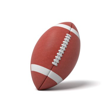 Amerikan futbolu beyaz zemin üzerine kırmızı oval top 3D render.