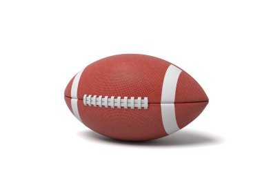 Amerikan futbolu beyaz zemin üzerine kırmızı oval top 3D render.