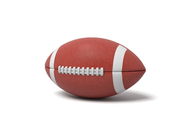 Amerikan futbolu beyaz zemin üzerine kırmızı oval top 3D render. — Stok fotoğraf