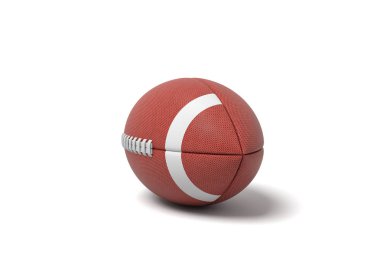 Amerikan futbolu beyaz zemin üzerine kırmızı oval top 3D render.