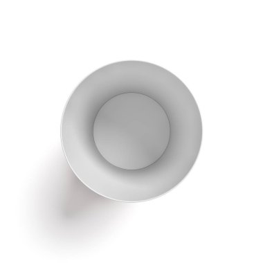 beyaz bir arka plan üzerinde üstten görünüm küçük patlamış mısır boş kovaya 3D render.