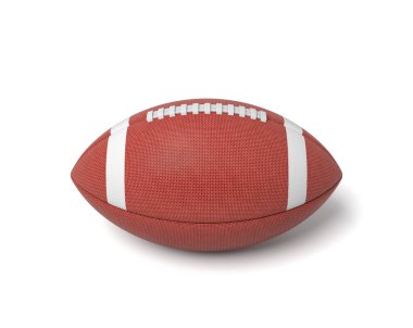 Amerikan futbolu beyaz zemin üzerine kırmızı oval top 3D render.