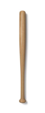 Lehçe en iyi görünümü beyaz bir arka plan üzerinde izole bitirme tek ahşap baseball sopasıyla 3D render.