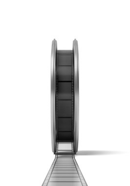 tek bir film 3D render bobin içinden beyaz bir arka plan üzerinde dinlenmek film ile.