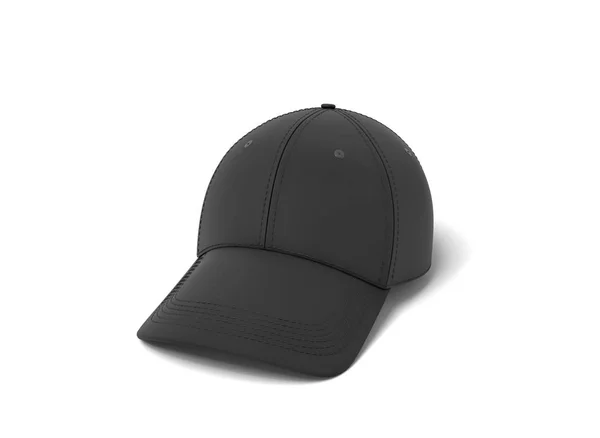 3D-weergave van een enkele nieuwe Baseballcap gemaakt in zwart textiel materiaal liggend op een witte achtergrond. — Stockfoto