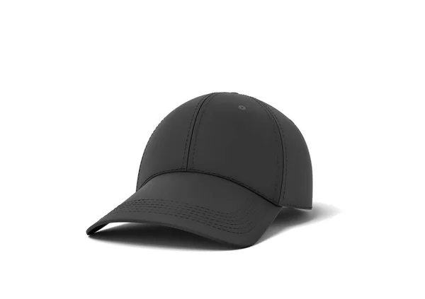 Τρισδιάστατη απεικόνιση του ένα ενιαίο νέο καπέλο του μπέιζμπολ σε μαύρο υφαντική ύλη βρίσκεται σε λευκό φόντο. — Φωτογραφία Αρχείου