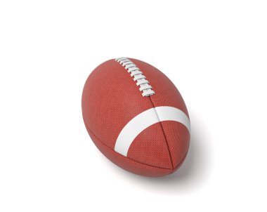 Amerikan futbolu beyaz zemin üzerine kırmızı oval top 3D render.
