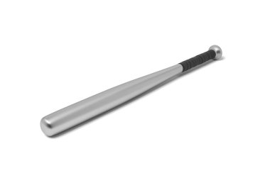 bir tek metal beysbol sopası ile beyaz bir arka plan üzerinde izole kaydırılan bir tanıtıcı 3D render.