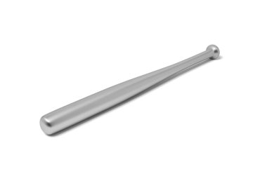 3D render parlayan beyaz bir arka plan üzerinde izole yüzeyi ile bir tek metal beysbol sopası.