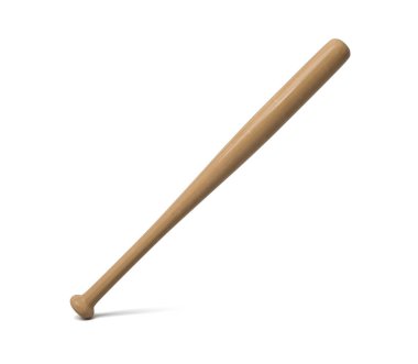 bir tek tahta beysbol sopası ile 3D render bitirme ayakta beyaz bir arka plan üzerinde Lehçe.