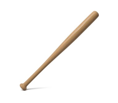 3d rendering of a single wooden baseball bat with polish finishing standing on a white background. clipart