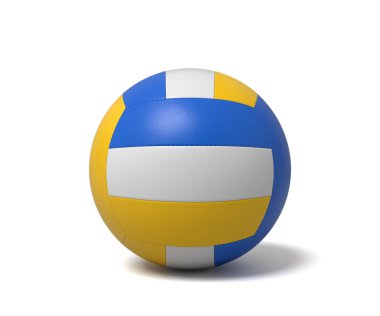 bir tek üç renkli voleybol topu beyaz bir arka plan üzerinde yalan bir gölge ile 3D render.