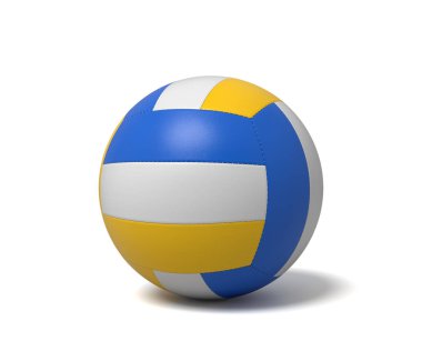 bir tek üç renkli voleybol topu beyaz bir arka plan üzerinde yalan bir gölge ile 3D render.