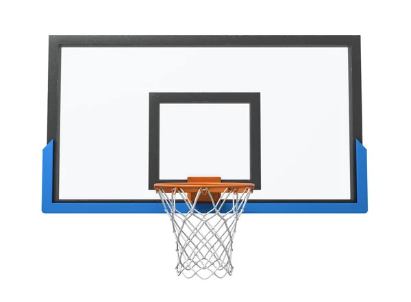 3D renderização de um aro de basquete com uma cesta vazia e backboard transparente . — Fotografia de Stock