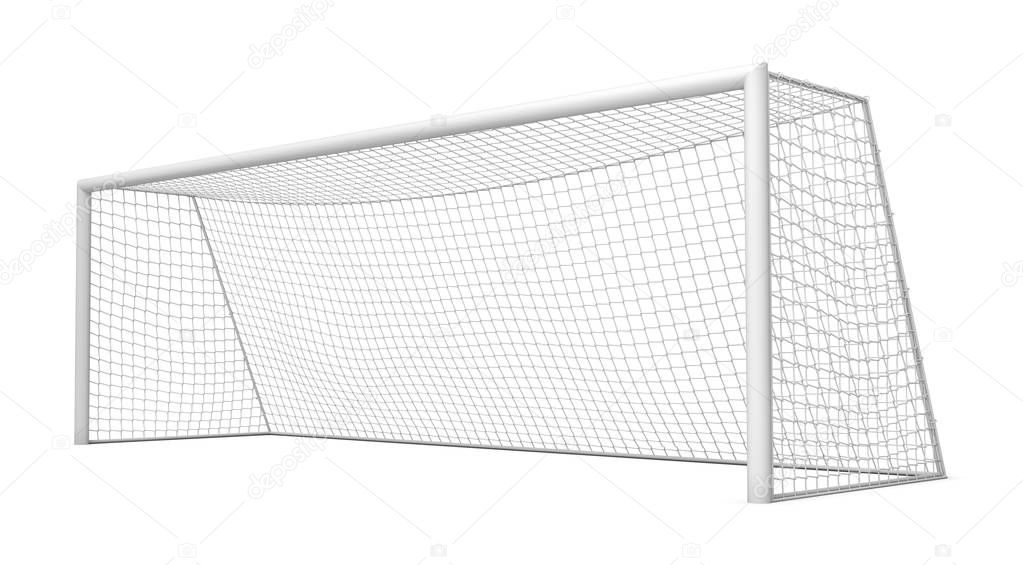 3d rendering of white empty football gates isolated on a white background.