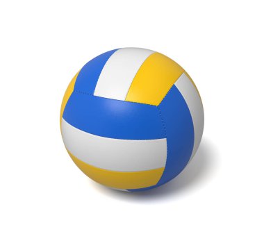 bir tek üç renkli voleybol topu beyaz bir arka plan üzerinde yalan bir gölge ile 3D render.