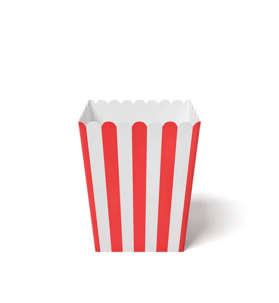3D рендеринг пустой квадратный полосатый ведро попкорна на белом фоне . — стоковое фото