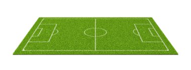 beyaz çizgili bir futbol çim spor alanının 3B oluşturma