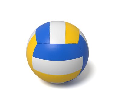 bir tek üç renkli voleybol topu beyaz bir arka plan üzerinde yalan bir gölge ile 3D render.