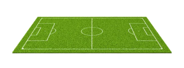 3D рендеринг футбольного травяного поля с белыми линиями — стоковое фото