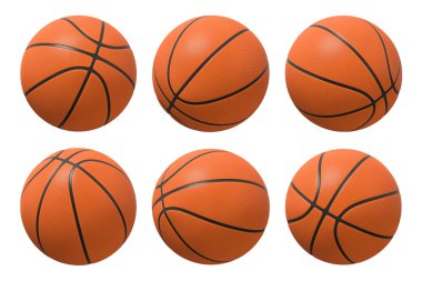 altı basketbol farklı bakış açıları beyaz bir arka plan üzerinde gösterilen 3D render.