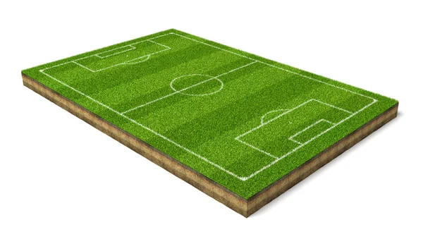 3D-Darstellung eines Fußballrasens mit weißen Linien — Stockfoto