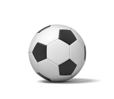 futbol ya da futbol oynamak için bir tek siyah ve beyaz deri top 3D render.