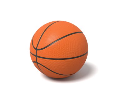 Siyah üstüne beyaz bir arka plan üzerinde duran turuncu bir basketbol 3D render.