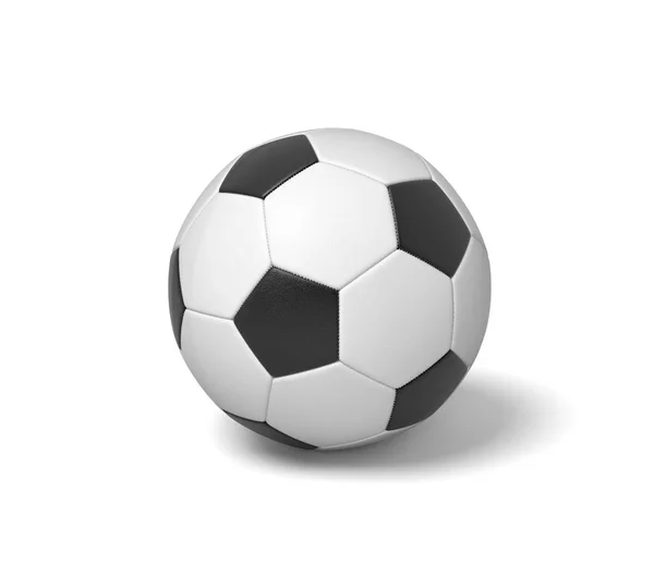 Rendering 3d di un singolo pallone in pelle bianco e nero per giocare a calcio o calcio . — Foto Stock
