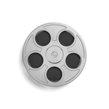 bir tek film makara film sıkıca içinde beyaz bir arka plan üzerinde en iyi görünümü'nde bantlanmış bir sürü 3D render.