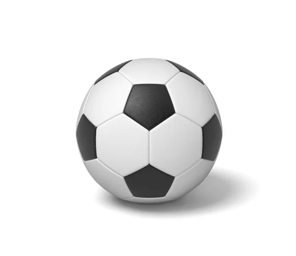 3d rendering of a single black and white leather ball for playing football or soccer. — Stock Photo, Image