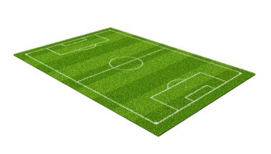 beyaz çizgili bir futbol çim spor alanının 3B oluşturma
