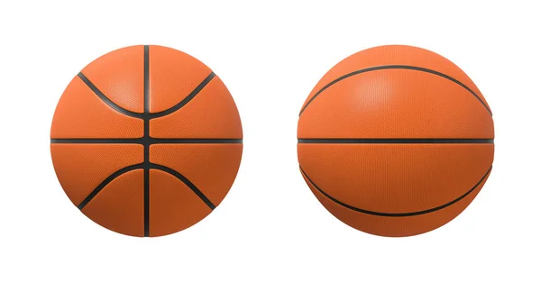 Representación 3d de balones de baloncesto se muestra en diferentes ángulos de visión sobre un fondo blanco . — Foto de Stock