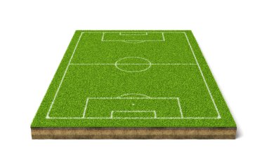 beyaz çizgili bir futbol çim spor alanının 3B oluşturma