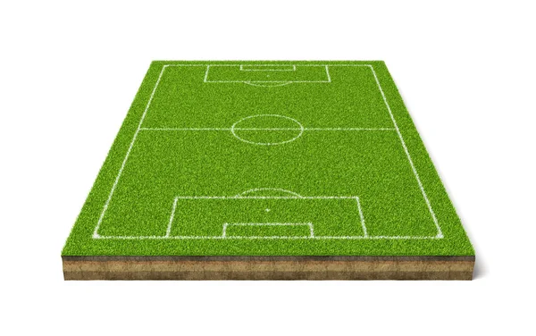 Τρισδιάστατη απεικόνιση του αθλητισμού γήπεδο ποδοσφαίρου χόρτο με λευκές γραμμές — Φωτογραφία Αρχείου