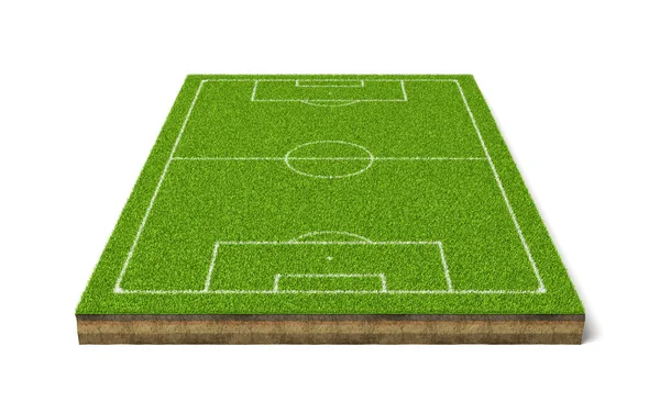 beyaz çizgili bir futbol çim spor alanının 3B oluşturma