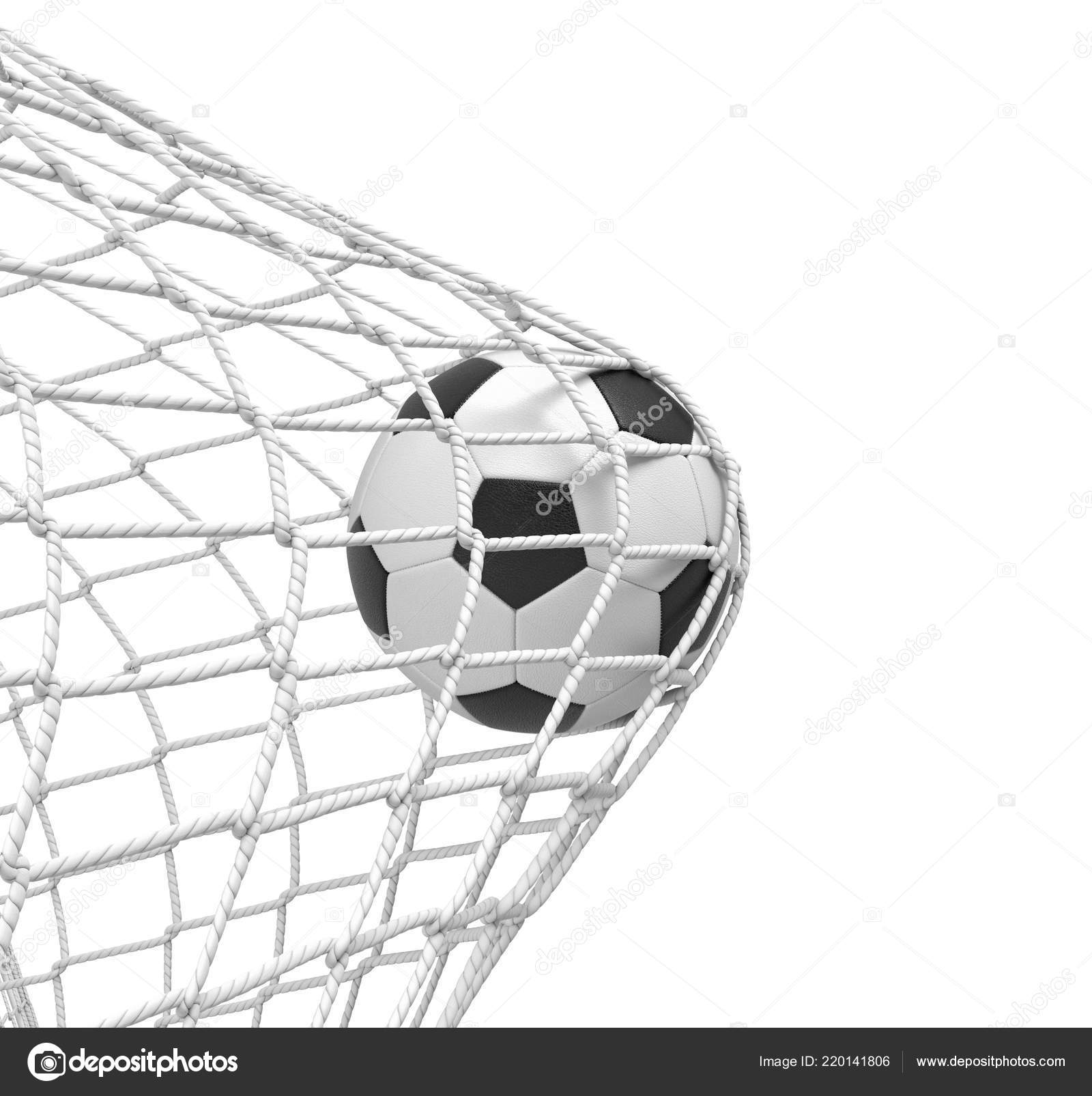 3d Rendering Of A Football Ball Hitting The Net Inside The Gate On White Background Stock Photo Image By C Gearstd