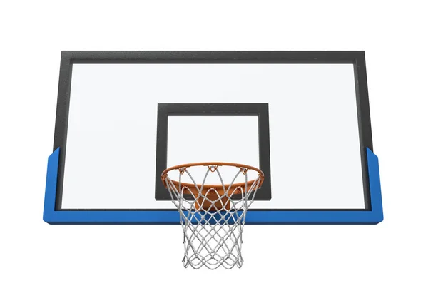 Rendering 3d di un canestro da basket con cesto vuoto e backboard trasparente . — Foto Stock