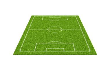 beyaz çizgili bir futbol çim spor alanının 3B oluşturma