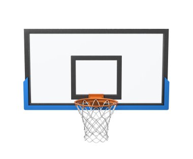 bir basketbol potamız bir boş sepet ve siyah ve beyaz sedye ile 3D render.