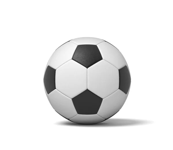 3D-Darstellung eines einzigen schwarz-weißen Lederballs zum Fußballspielen. — Stockfoto