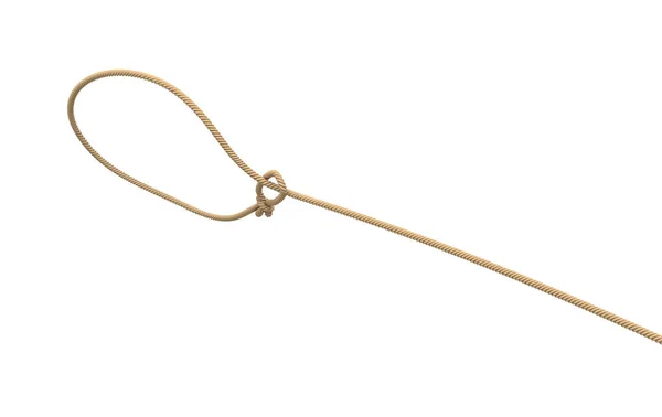 Representación 3d de una cuerda atada en un lazo y volando sobre un fondo blanco . —  Fotos de Stock