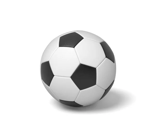 3d rendering of a single black and white leather ball for playing football or soccer. — Stock Photo, Image