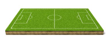 beyaz çizgili bir futbol çim spor alanının 3B oluşturma