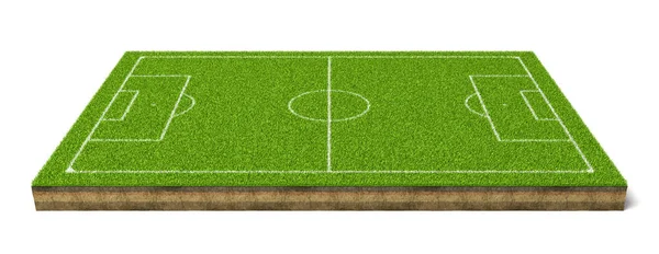 3d representación de un campo de fútbol hierba deporte con líneas blancas — Foto de Stock